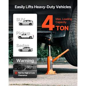 Cric hydraulique 4 tonnes (8818,4 lb) pour SUV, réparation automobile, levage de maison, équipement agricole - Orange, robuste, soudé, 7,3-13,8 - Product Image 2