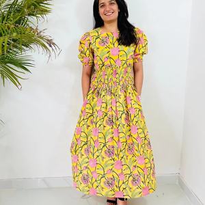 Robe longue en coton indien imprimée à la main, tunique indienne, robe indienne pour femme, prix d'usine, collection 2026 à succès - Product Image 1