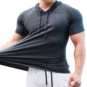 Camiseta de entrenamiento de manga corta de secado rápido para hombre, Sudadera con capucha para correr para culturismo y gimnasio, ropa deportiva y sudaderas - Product Image 5