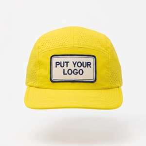Gorra Deportiva INJAE Amarillo Brillante, 5 Paneles, Transpirable, Impermeable, de Nailon, con Logotipo Bordado Personalizado, Unisex, para Actividades al Aire Libre - Product Image 1
