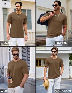 T-shirts pour hommes à manches courtes en coton, col rond, légers, respirants, décontractés, doux, basiques, unis - Product Image 3