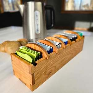 6. Boîte à thé en bois personnalisée, coffre de rangement pour thé en bois artisanal avec plusieurs compartiments pour sachets de thé, cuisine - Product Image 6