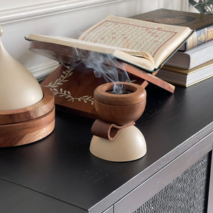 Quemador de Incienso de Madera Hecho a Mano, Juego de Quemadores de Incienso de Madera con Base Geométrica de Madera de Sándalo, Artículos Aromáticos Ecológicos - Product Image 6