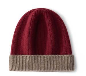 Customizable <b>Wool</b> Rib Knit Two Tone Cuffed Beanie Soft Warm Stretch Winter Hat Custom Logo Factory Price Wholesale - Product Image 4