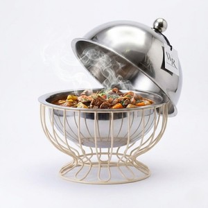 Luxury Stainless Steel Spherical Chafing Dish with Modern Wire Stand Premium <b>Buffet</b> Set Food <b>Warmer</b> for Gulf Catering & Hotels - Product Image 3