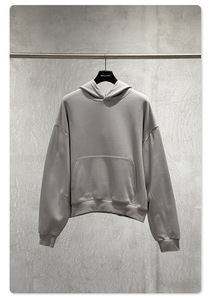 เสื้อฮู้ดแบบยูนิเซ็กซ์ สีเทาล้วน ผ้าเฟรนช์เทอร์รี่ สวมใส่สบาย มีกระเป๋าหน้า ทรงโอเวอร์ไซส์ ผ้าฝ้าย 100% เหมาะสำหรับใส่ในฤดูใบไม้ร่วง - Product Image 2