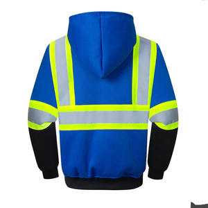 High Visibility Reflective Safety Hoodie Full Zip <b>Work</b> Jacket Detachable Hood <b>Waterproof</b> Breathable Hoodie OEM Safety Workwear - Product Image 4