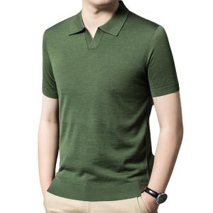 Suéter personalizado para hombre, camisa polo de manga corta, jersey de punto de media manga, suéteres, pullovers con botones, para primavera y otoño - Product Image 2