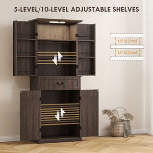Mobile dispensa da cucina moderno in stile rustico con finitura in legno marrone anticato, design su ruote, struttura in pannelli di MDF. - Product Image 6