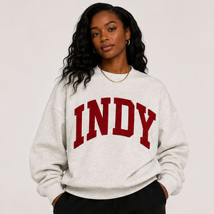 Sudadera con Capucha Indy Unisex, Estilo Holgado, Tejida, con Estampado de Letras Rojas, Ropa Casual de Invierno, 2 Piezas, Alta Calidad - Product Image 4