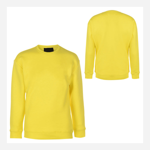 Sweat-shirt à col rond jaune pour homme, coupe classique, tricoté, couleur unie, décontracté, manches longues - Product Image 1