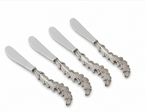 Stainless Steel <b>Cheese</b> <b>Knives</b> <b>Set</b> Of 4 Silver Finish Leaf Handle Design Durable For Butter Serving Kitchen Use And Hotel Use - Product Image 1