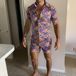 Combinaisons pour hommes, été, décontractées, légères, en coton, manches courtes, sport de plein air, vacances, mode tendance - Product Image 4