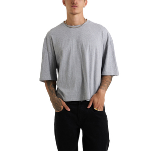 Camiseta de Algodón Crema Extra Grande para Hombre, Manga Corta, Cuello Redondo, Estilo Casual, Jersey Liso, Color Sólido, Estilo Urbano - Product Image 3