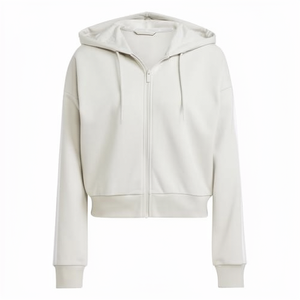 Sudadera con capucha corta de felpa francesa gruesa para mujer, con cremallera, lisa, con logo personalizado, al por mayor - Product Image 6