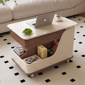 Table d'appoint moderne mobile en forme de C avec plateau réglable pour ordinateur portable et rangement pour canapé, lit, salon, chambre, appartement, hôtel - Product Image 1