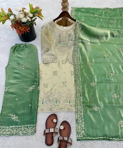 Conjunto Moderno de Top y Pantalón Palazzo con Bordado de Seda y Lentejuelas, con Dupatta, Ropa Étnica para Mujer, Vestido para Bodas y Fiestas 82502 JF-039 - Product Image 3