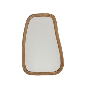 Miroir mural asymétrique en rotin pour chambre d'enfant, décoration murale en osier naturel, miroir suspendu en rotin pour la maison - Product Image 1
