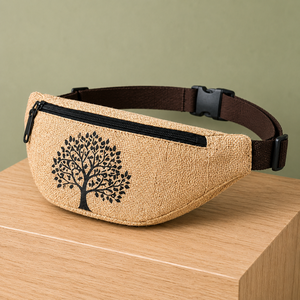 HINDVANTA GLOBAL Sac banane/bandoulière/ceinture en jute durable avec fermeture éclair, logo personnalisé, multi-compartiments, pour voyage et rangement - Product Image 4