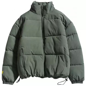 Chaqueta Acolchada Verde Oliva para Hombre, Cuello Alto, Cierre de Cremallera, Resistente al Viento e Impermeable, Ropa Casual de Invierno con Capucha y Relleno de Algodón - Product Image 4
