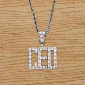 Colgante con Letra CEO Personalizada en Fuente Gruesa - Colgante de Moissanita de Plata 925 Hecho a Mano, Moissanita Color D VVS, Joyería Hip Hop - Product Image 4