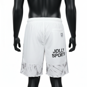 Pantalones cortos cortavientos de poliéster taslan premium de 120 GSM con efecto lavado blanco, panel inferior con estampado por sublimación, logotipo personalizado, pantalones cortos para hombre - Product Image 3