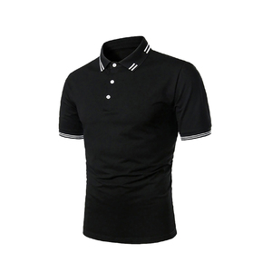 เสื้อเชิ้ตแขนสั้นผู้ชายสำหรับฤดูร้อน ปกคอพับ ปักโลโก้แบบเรียบง่าย ผ้าแคนวาสแห้งเร็วเนื้อแน่น โพลีเอสเตอร์/คอตตอน - Product Image 2