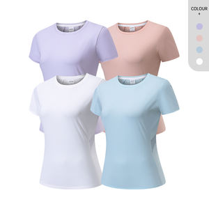 เสื้อยืดออกกำลังกายผู้หญิงสำหรับฤดูร้อน ผ้าตาข่ายน้ำหนักเบา ระบายอากาศดี คอกลม แขนสั้น 120 กรัม ไนลอนผสมสแปนเด็กซ์ - Product Image 5