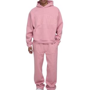 Conjunto Deportivo Unisex de Invierno, Sudadera Holgada de Algodón y Forro Polar, Pantalón de Doble Cintura, Ligero y Transpirable, OEM ODM - Product Image 4