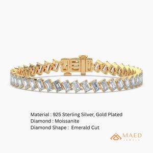 Pulsera de tenis de moissanita chapada en oro de 18 quilates, pulsera de cadena fina, joyería de moda para mujer, estilo elegante moderno de Nueva York - Product Image 6