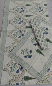 Juego de Ropa de Cama de Algodón Estampado a Mano con Diseño Floral de Jarrones, Hecho en Jaipur, India. - Product Image 2