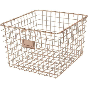 Custom Logo Iron Mesh <b>Storage</b> Decorative <b>Wire</b> <b>Baskets</b> With Wooden Top Edge For Home & Office Design For Fruit And Vegetable - Product Image 6