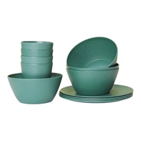 Assiettes à dîner et à salade en plastique réutilisables, incassables, écologiques, classiques, rondes, avec motif personnalisé bleu et blanc