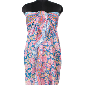 Customizable Factory Price Indian Hand Block Printed Eco-friendly Reversible <b>Sarong</b> Multicolor Cotton Long Floral Scarf <b>Bikini</b> - Product Image 3