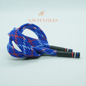 Cordon plat en polyester multicolore avec embout en plastique, cordon tissé personnalisé pour vêtements, sacs, chaussures et accessoires - Product Image 3