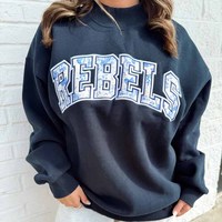 Sweat-shirt unisexe en molleton de coton premium à col rond, brodé, anti-boulochage, 370g, avec lettres appliquées, modèle Alpha Gam, idéal pour l'hiver – Édition Arkansas