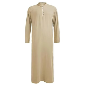 Vêtement islamique pour homme, thobe kanzu, en polyester, col montant, couleur unie, manches longues, décontracté, grande taille, très vendu - Product Image 2