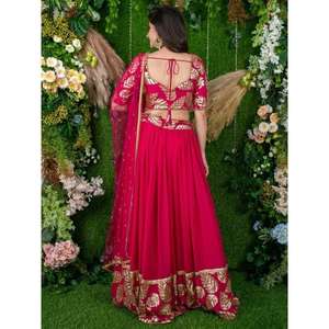 Elegant <b>Pink</b> Sequin Embroidered Georgette Lehenga Choli Superb Engagement Wear for Women for Evening Occasions - Product Image 3
