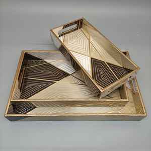 Plateau de service personnalisable en bois d'acacia massif, artisanal, écologique, non toxique et durable, avec décor Meena, pour le thé - Product Image 1