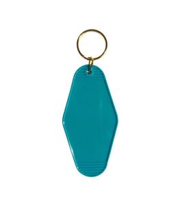Hot Selling Teal Acrylic Hotel Keychain <b>Blank</b> Retro Tag Key Holder Gold <b>Ring</b> Bag Charm Car Keyring Custom Accessory - Product Image 1