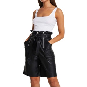 Jupe en cuir véritable pour femme, taille mi-haute, coupe classique, décontractée, avec cordon de serrage, grande taille, séchage rapide, imperméable - Product Image 3
