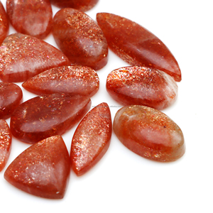 Wholesale Sparkling Cabs Sunstone Crystal Loose Gemstones Polished <b>Healing</b> Silver / Brass Jewelry Making - Product Image 1