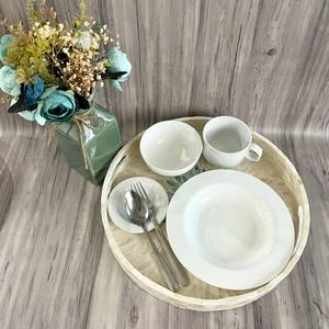 Plateau de service rond en nacre fait main, plateau décoratif de luxe pour la salle à manger, plateau de service pour table basse, poignées modernes intégrées - Product Image 4