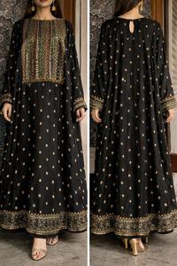 Women's Classic Ball Gown Maxi <b>Wedding</b> <b>Dress</b> Silk Taffeta Fabric O-Neck Princess Waistline Loose Fit Floral Print Luxury Ethnic - Product Image 2