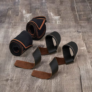 Customized Cowhide Leather Durable Non-Slip Lightweight Lifting <b>Strap</b> Weight Wrist Custom Logo - Product Image 2
