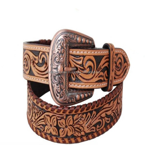 Cinturón de Cuero Genuino Occidental de la Más Alta Calidad con Diseño de Tallado a Mano, Fabricante y Mayorista de la India - Product Image 6