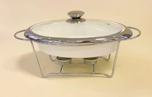 Durable Stainless Steel Chafing Dish <b>Buffet</b> Food <b>Warmer</b> with Glass Lid for Wedding, Hotel And Catering At Best Price - Product Image 5