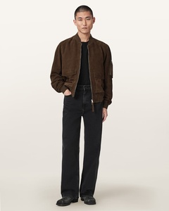 Men's Rokko Relaxed <b>Suede</b> Bomber <b>Jacket</b> | Premium Goat <b>Suede</b> <b>Leather</b> Outerwear | OEM Manufacturer - Product Image 2