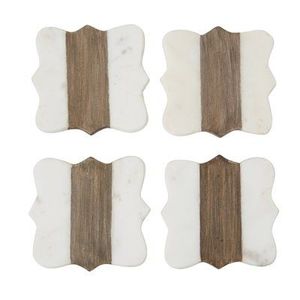 Premium Modern <b>Marble</b> Wood Coasters <b>Set</b> Handmade Natural Stone Acacia Wood Durable Customizable Tea <b>Coffee</b> Drink <b>Table</b> - Product Image 3