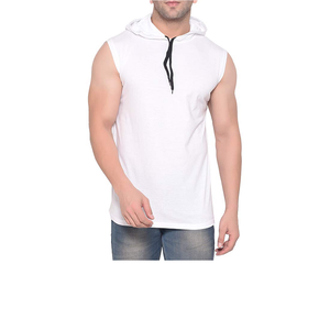 Custom Logo Winter Casual Men's Sleeveless <b>Hoodie</b> for <b>Workout</b> Gym Training 100% Cotton Breathable Hooded Tank Top - Product Image 1
